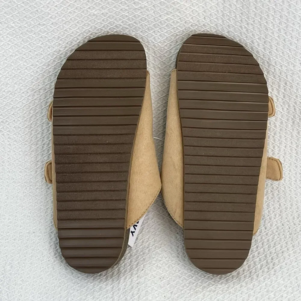 Old Navy Double Buckle Slide Sandals Tan Kids Size 3Y EU 35 NWT
